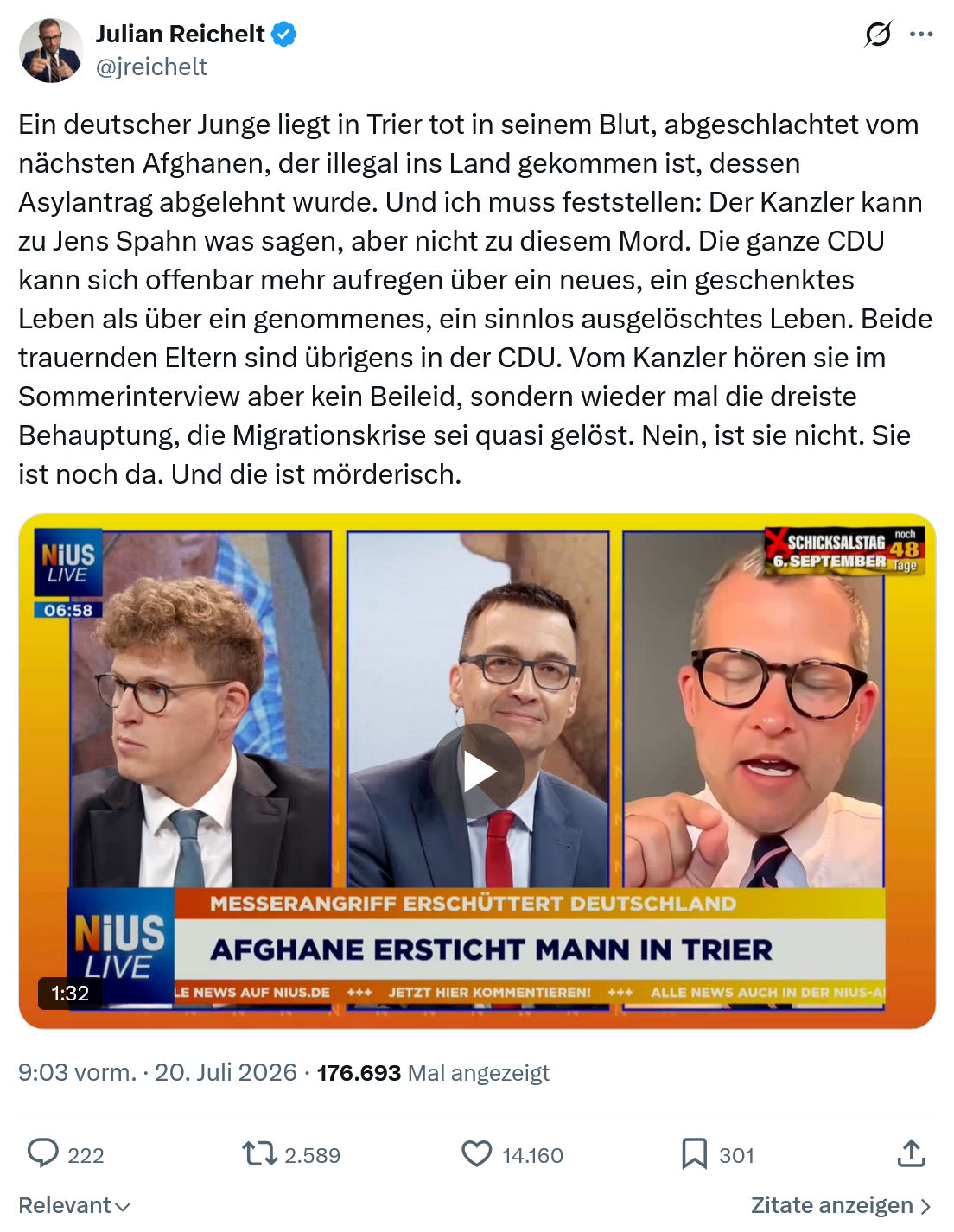 Julian Reichelt: Ein deutscher Junge liegt in Trier...