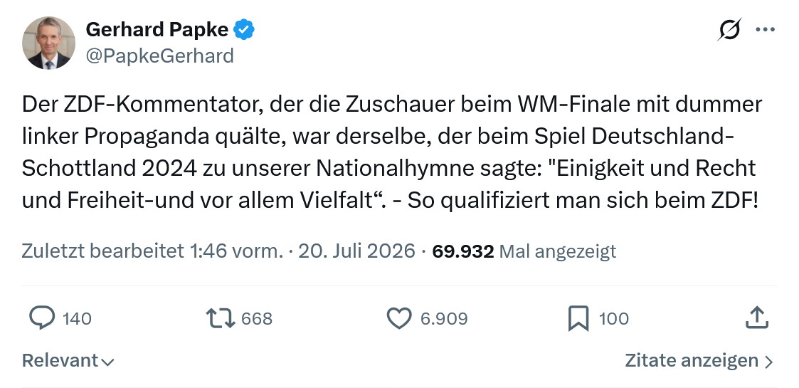 Gerhard Papke: Der ZDF-Kommentator...