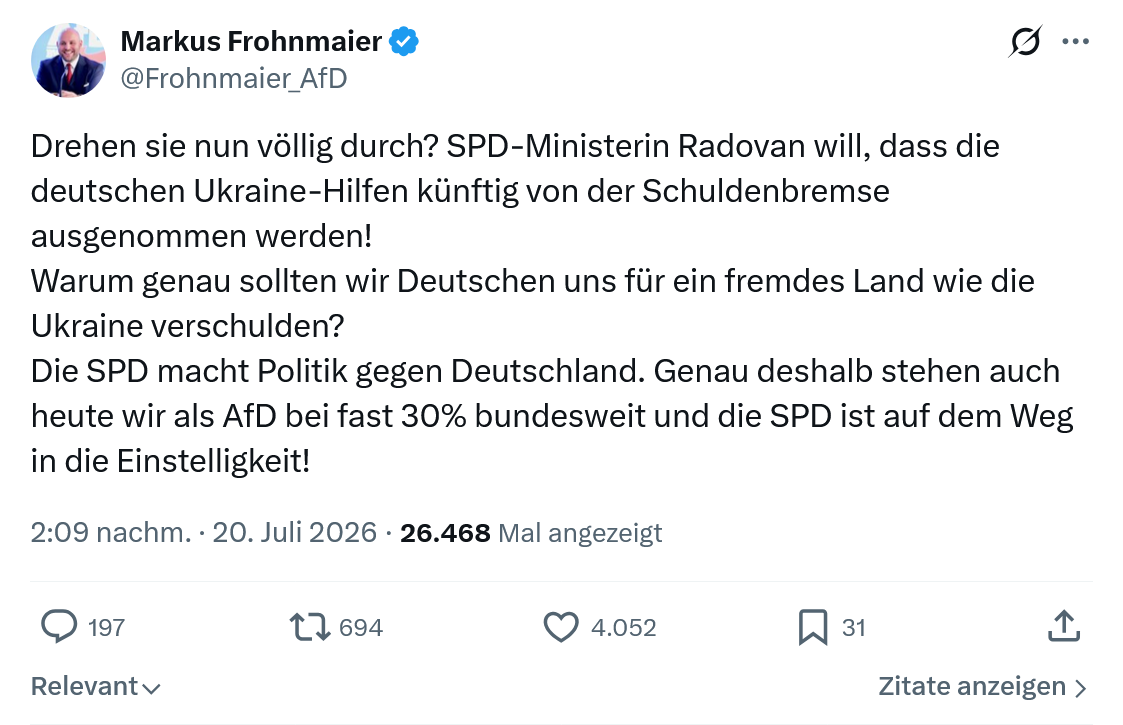 Markus Frohnmaier: Drehen sie nun völlig durch...
