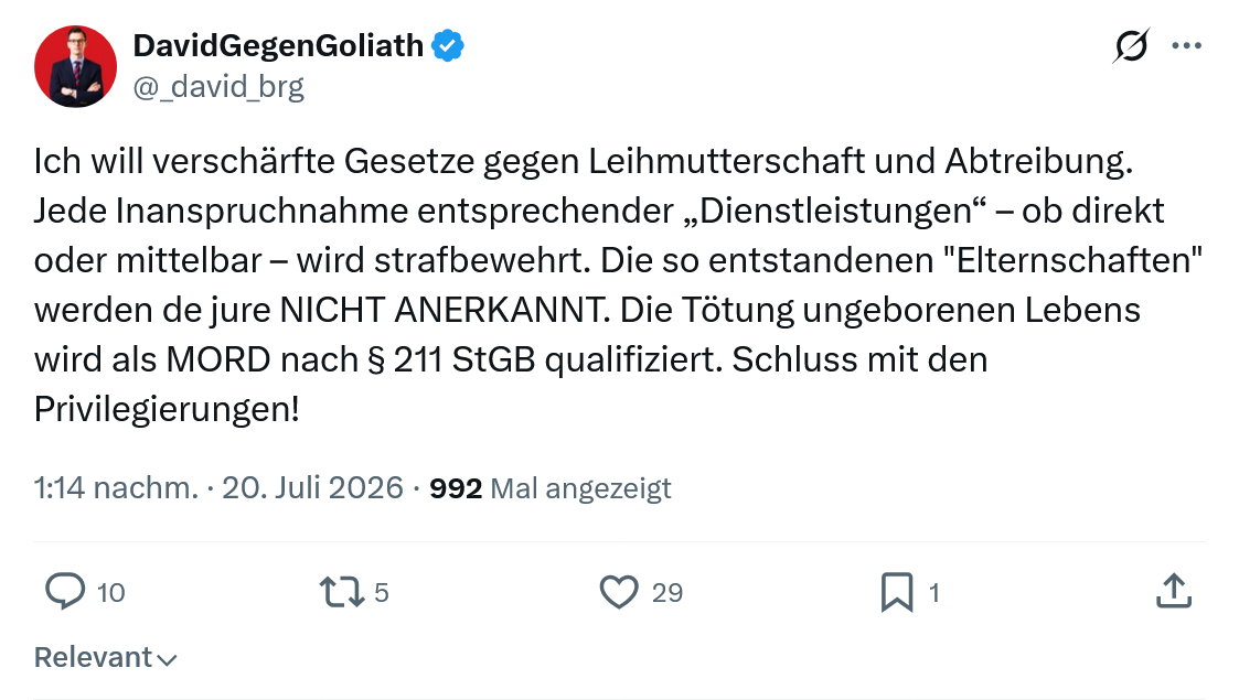 David Gegen Goliath: Ich will verschärfte Gesetze...