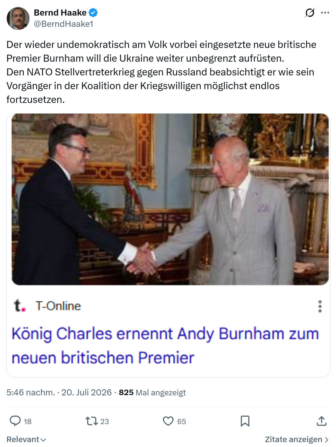 Bernd Haake: Der wieder undemokratisch am Volk...