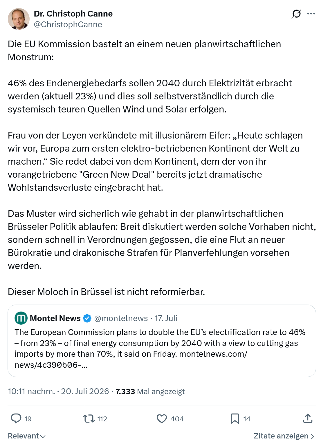Christoph Canne: Die EU Kommission bastelt...