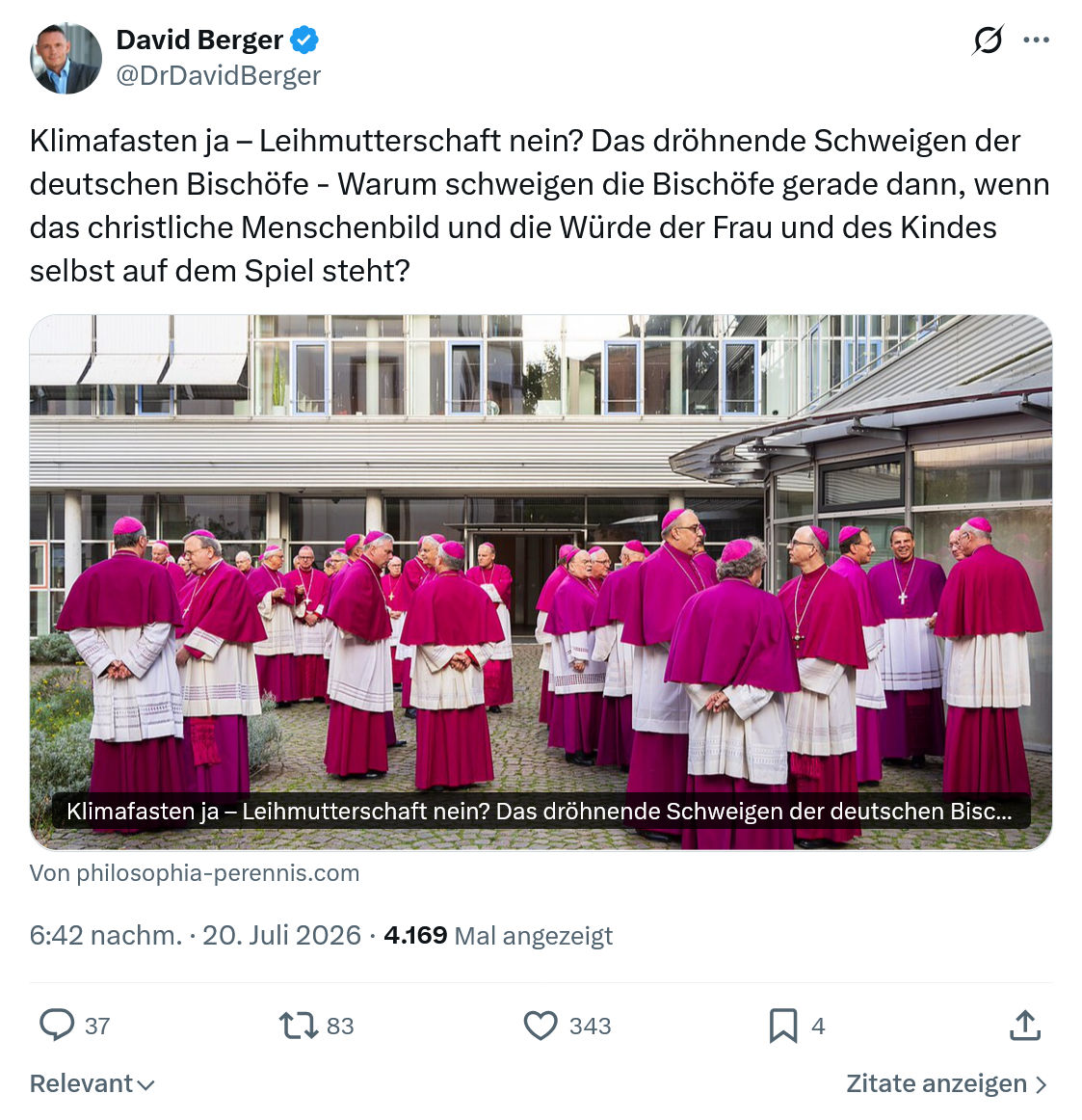 David Berger: Klimafasten ja – Leihmutterschaft nein...