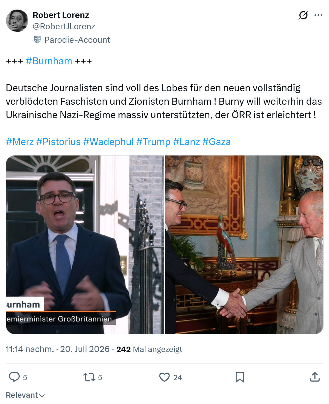 Robert Lorenz: Deutsche Journalisten sind voll des Lobes...