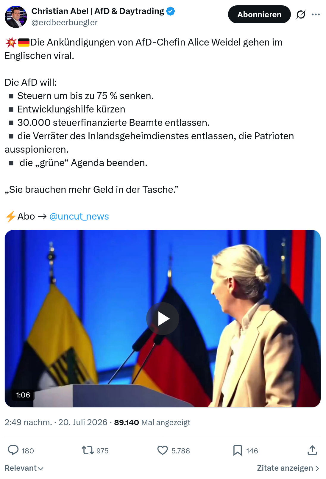 Christian Abel: Die Ankündigungen von AfD-Chefin...
