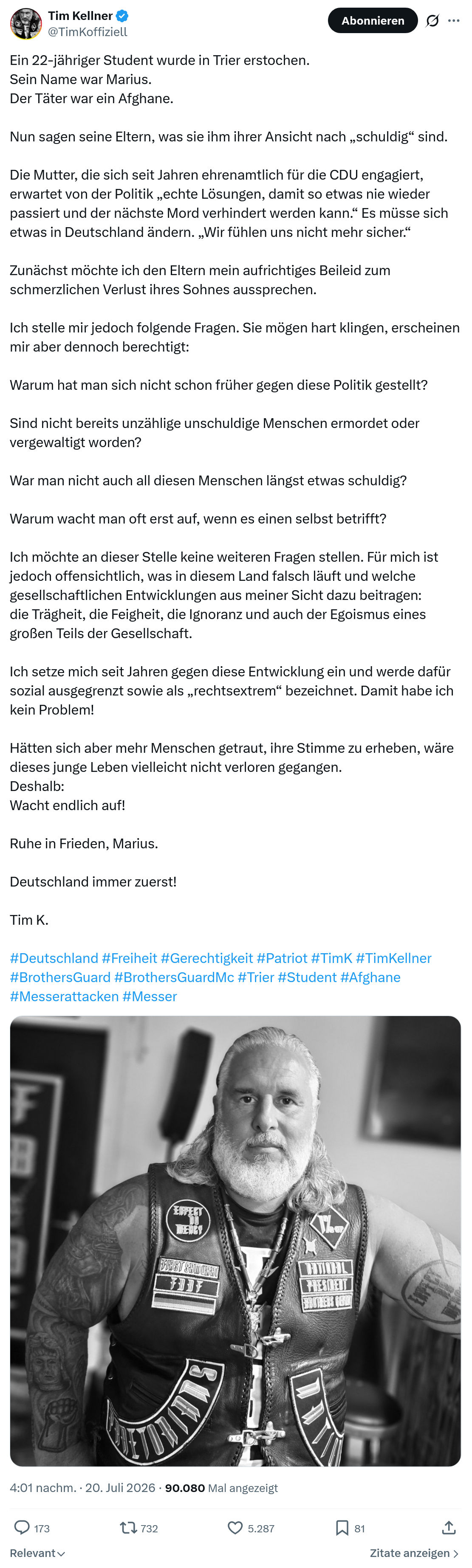 Tim Kellner: Ein 22-jähriger Student wurde in Trier erstochen...