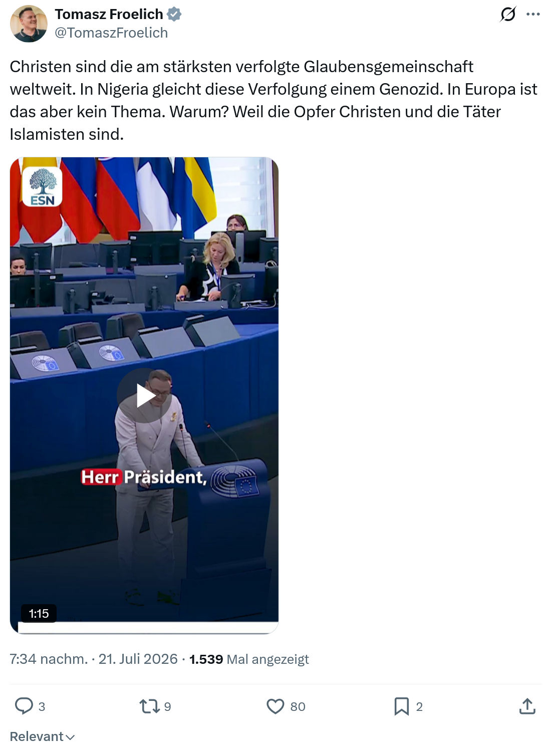 Tomasz Froelich: Christen sind die am stärksten verfolgte...