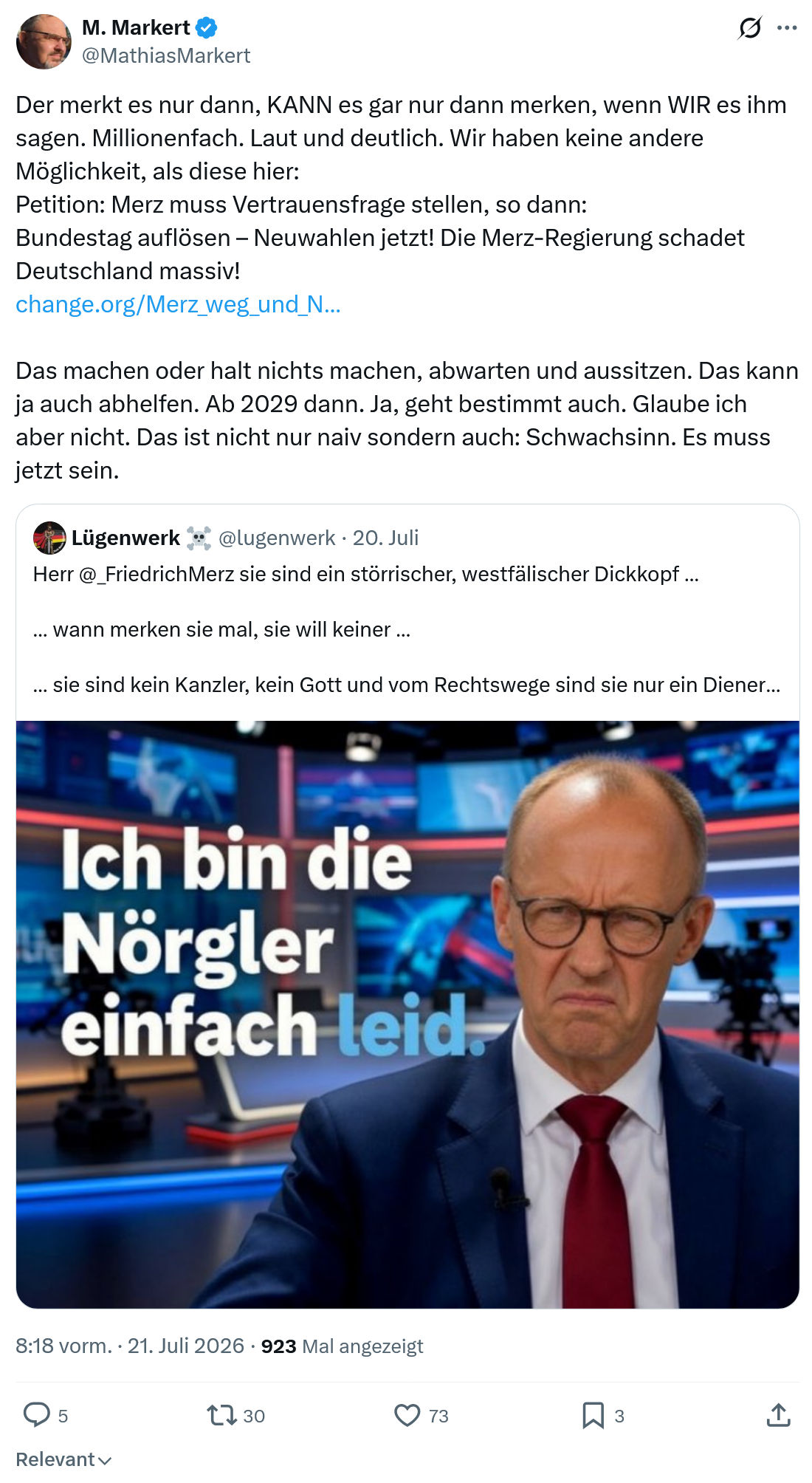 Mathias Markert: Der merkt es nur dann...