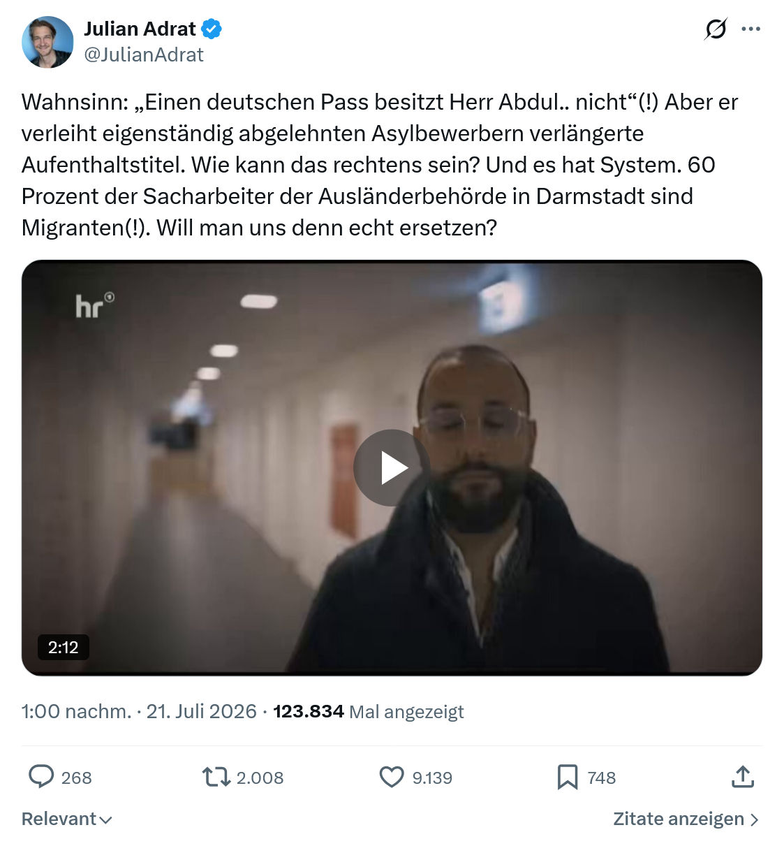 Julian Adrat: Einen deutschen Pass besitzt Herr Abdul...