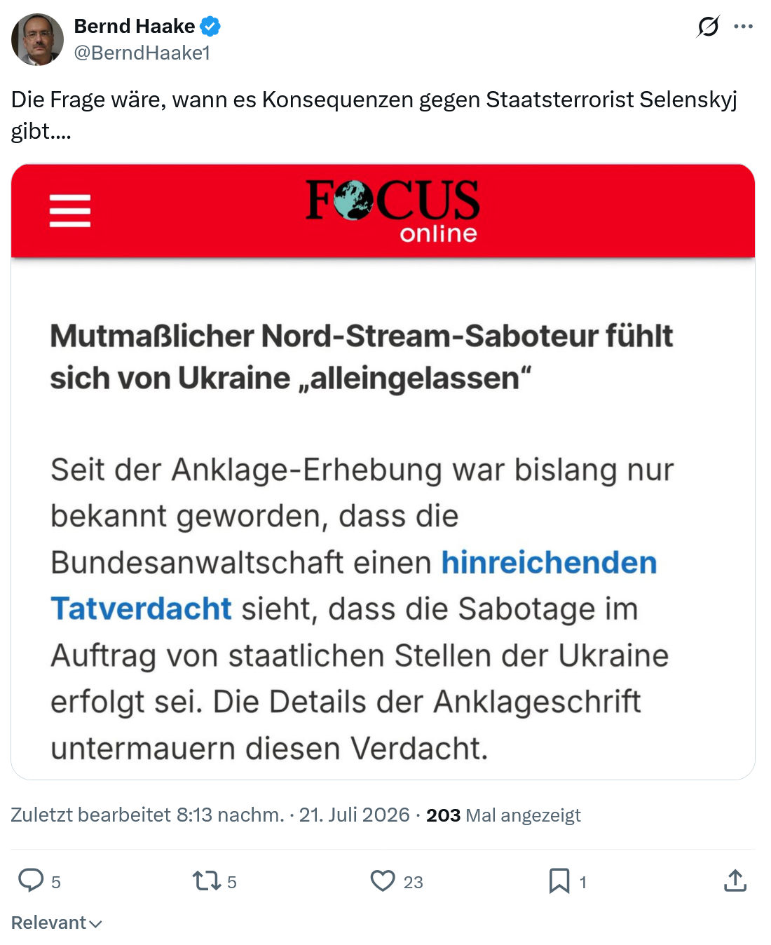 Bernd Haake: Die Frage wäre...