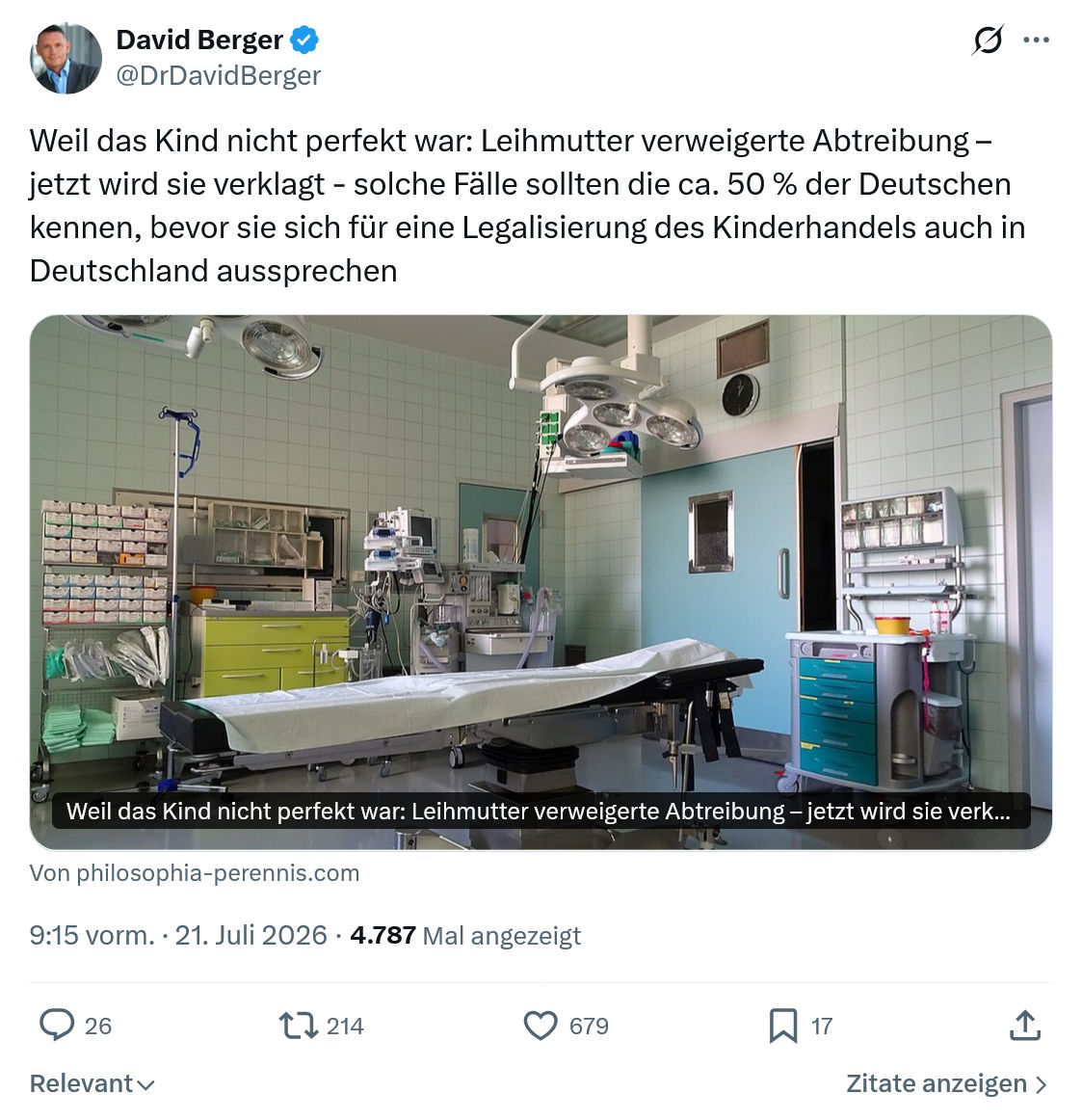 David Berger: Weil das Kind nicht perfekt war...