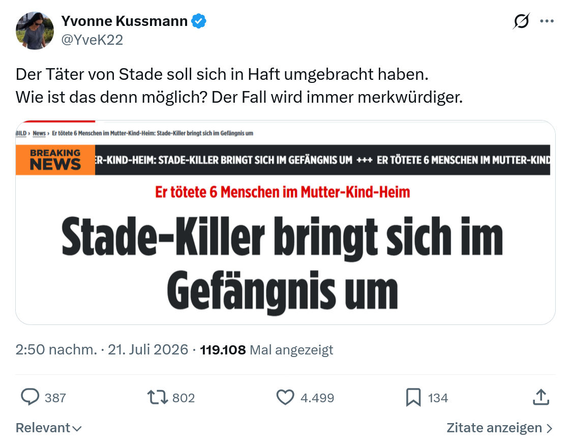 Yvonne Kussmann: Der Täter von Stade...