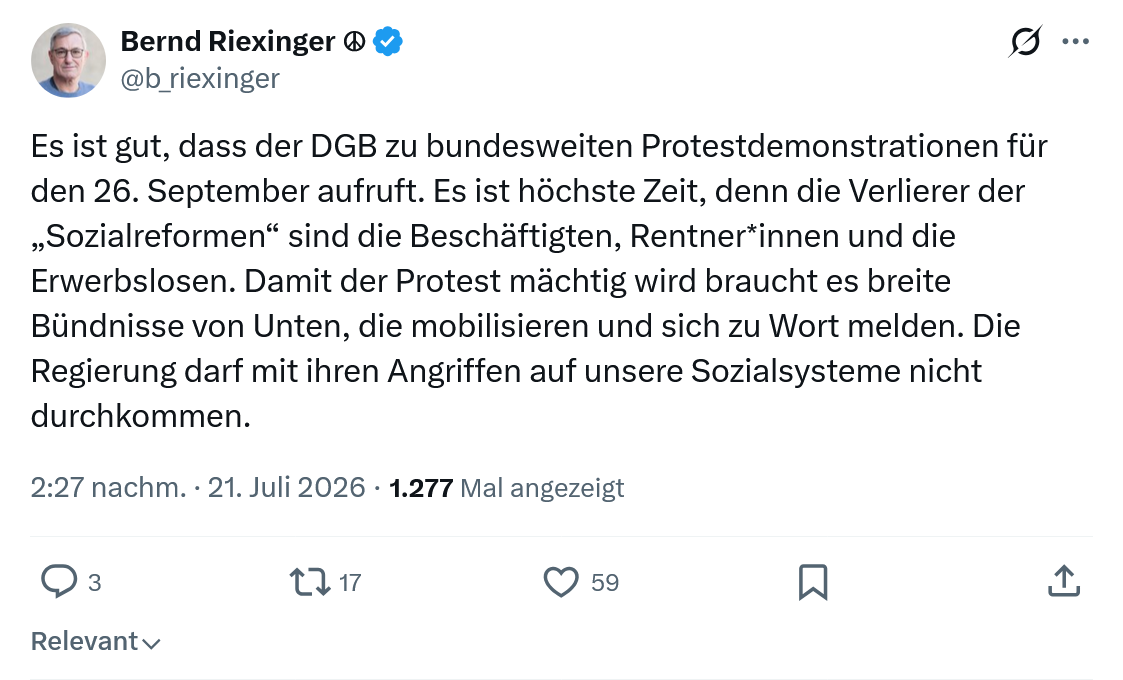 Bernd Riexinger: Es ist gut, dass der DGB...