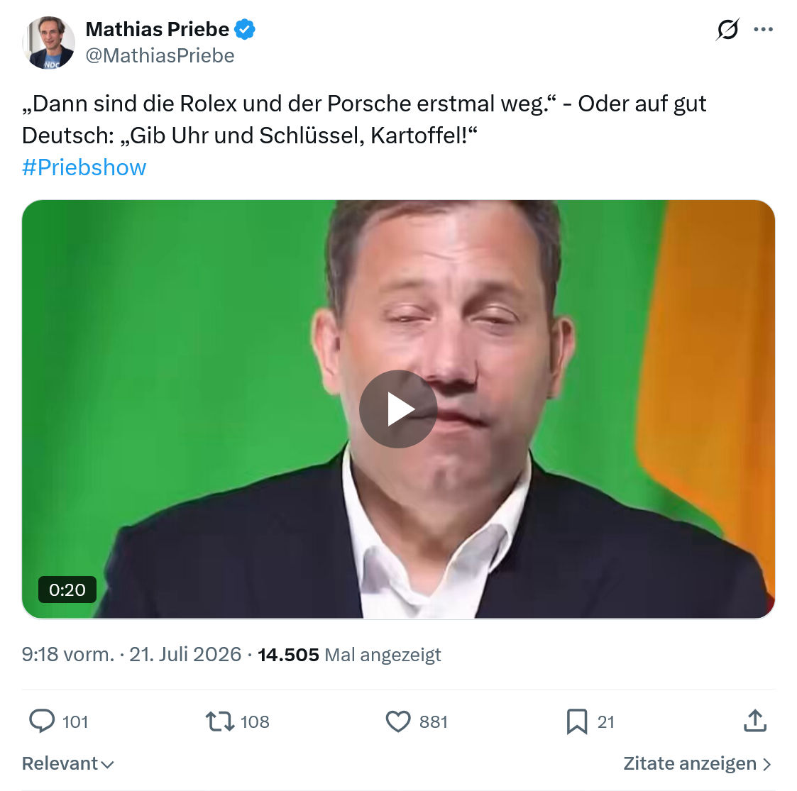 Mathias Priebe: Dann sind die Rolex und der Porsche erstmal weg...
