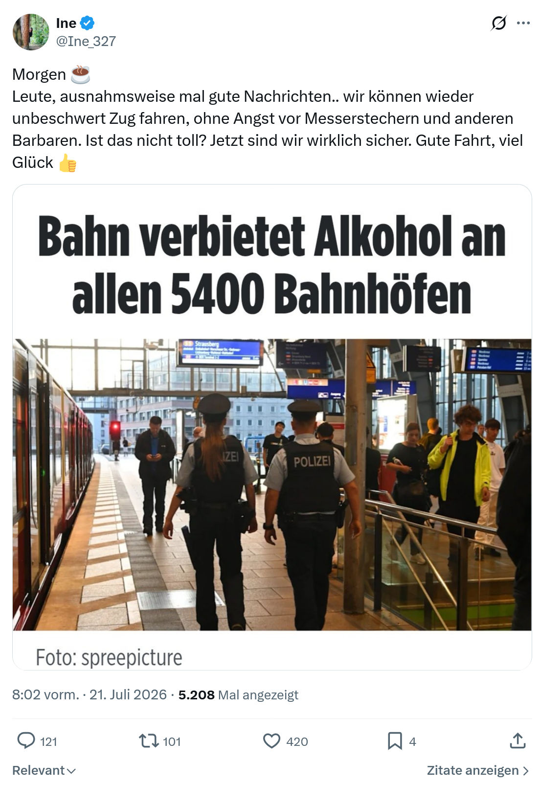 Ine: Leute, ausnahmsweise mal gute Nachrichten...