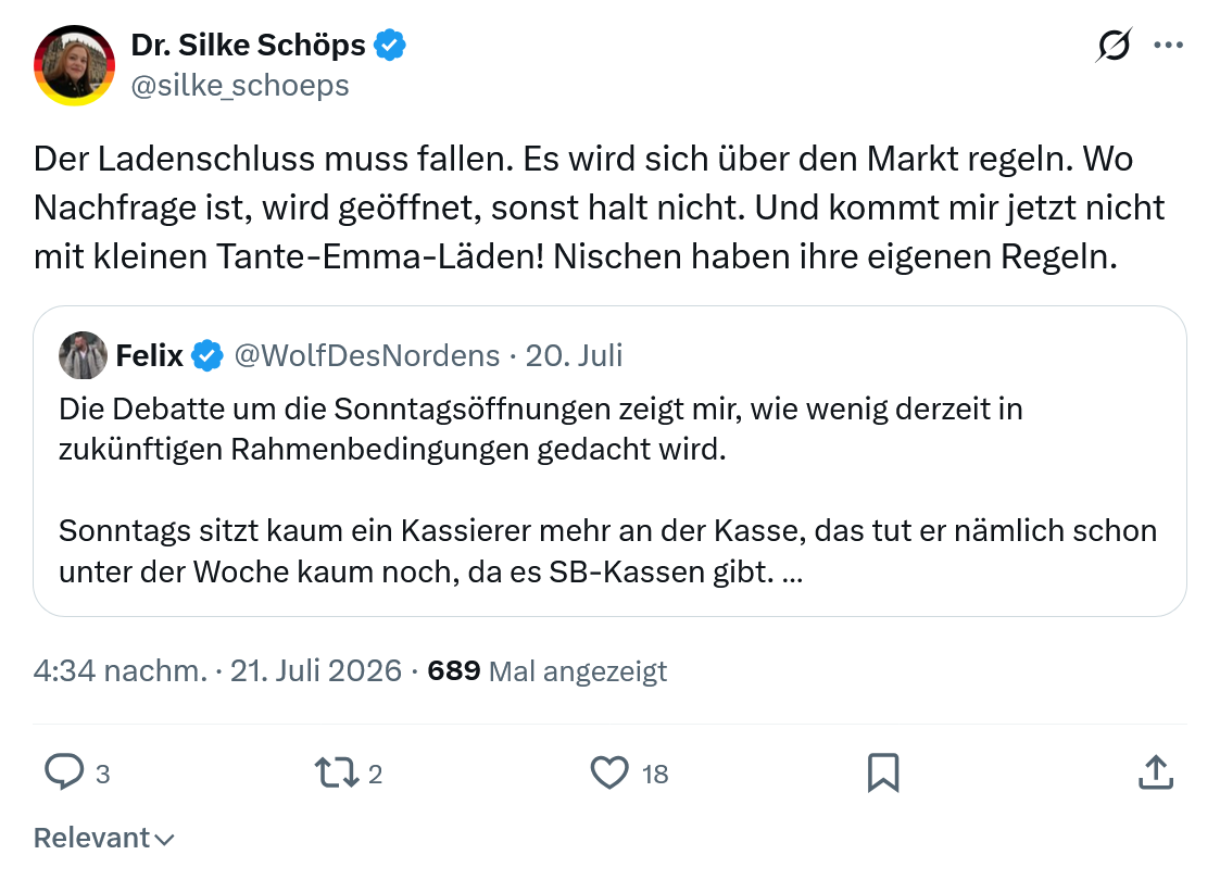 Silke Schöps: Der Ladenschluss muss fallen...