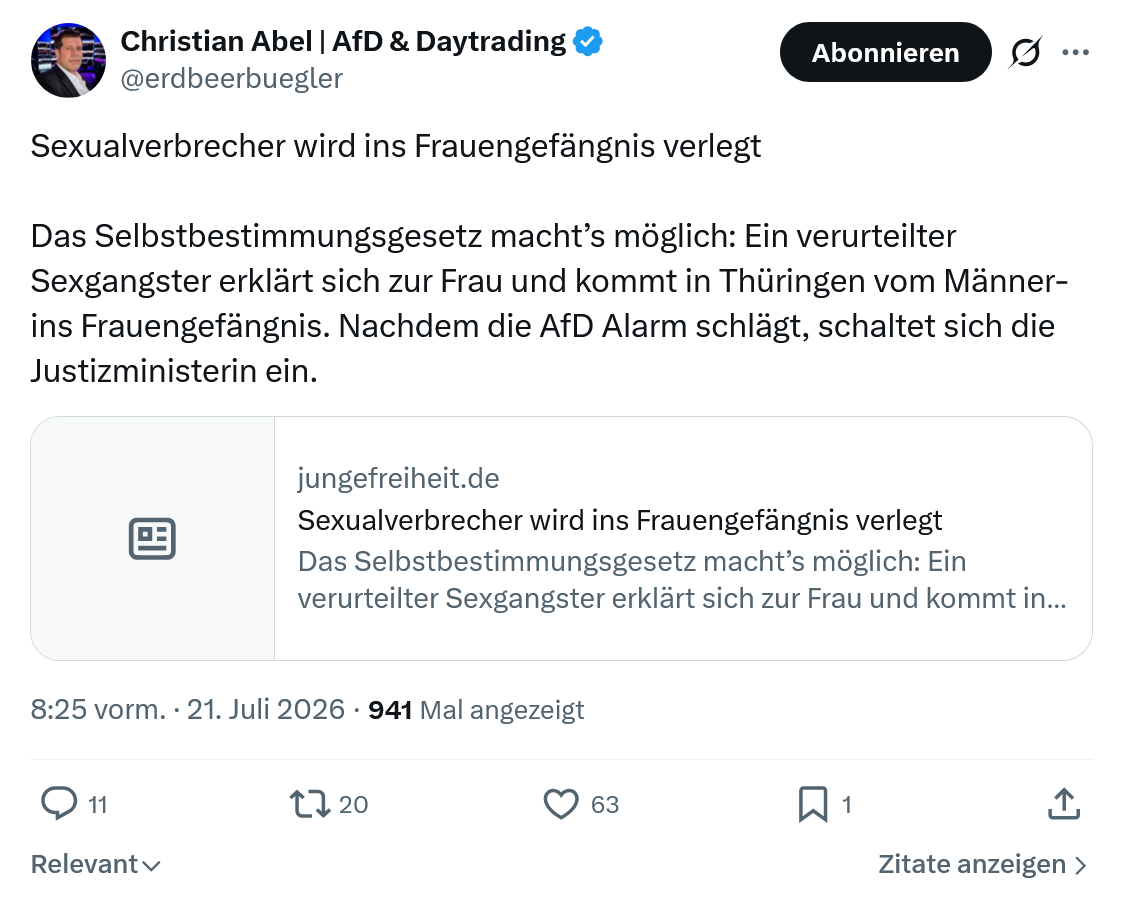 Christian Abel: Sexualverbrecher wird ins...