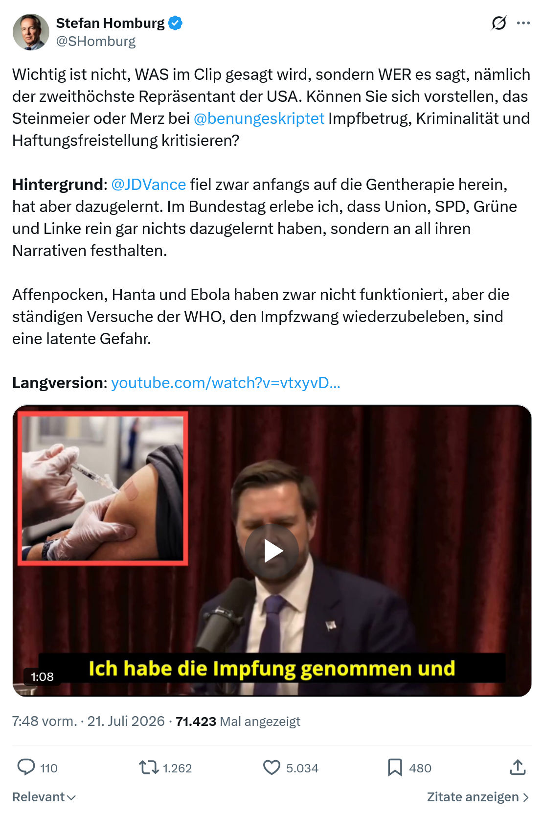 Stefan Homburg: Wichtig ist nicht, WAS im Clip...