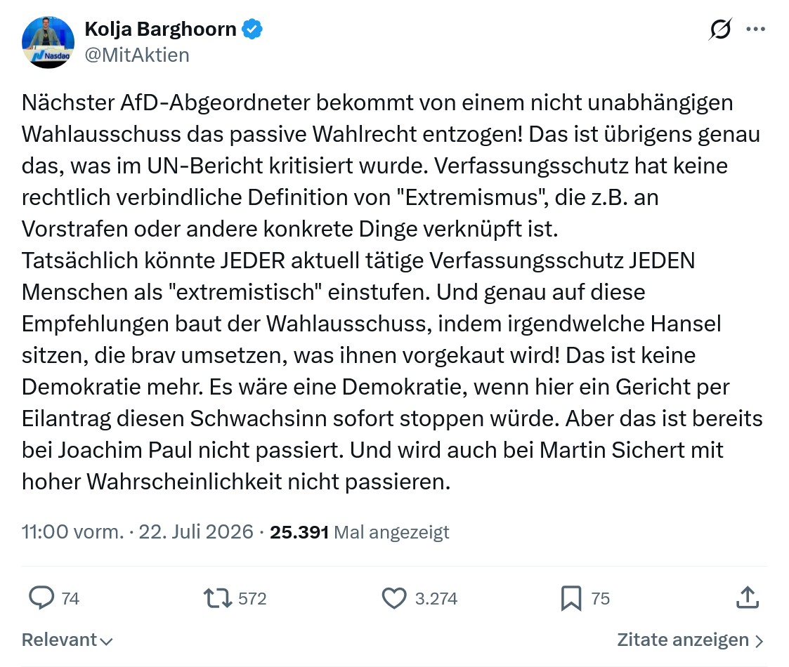 Kolja Barghoorn: Nächster AfD-Abgeordneter bekommt...