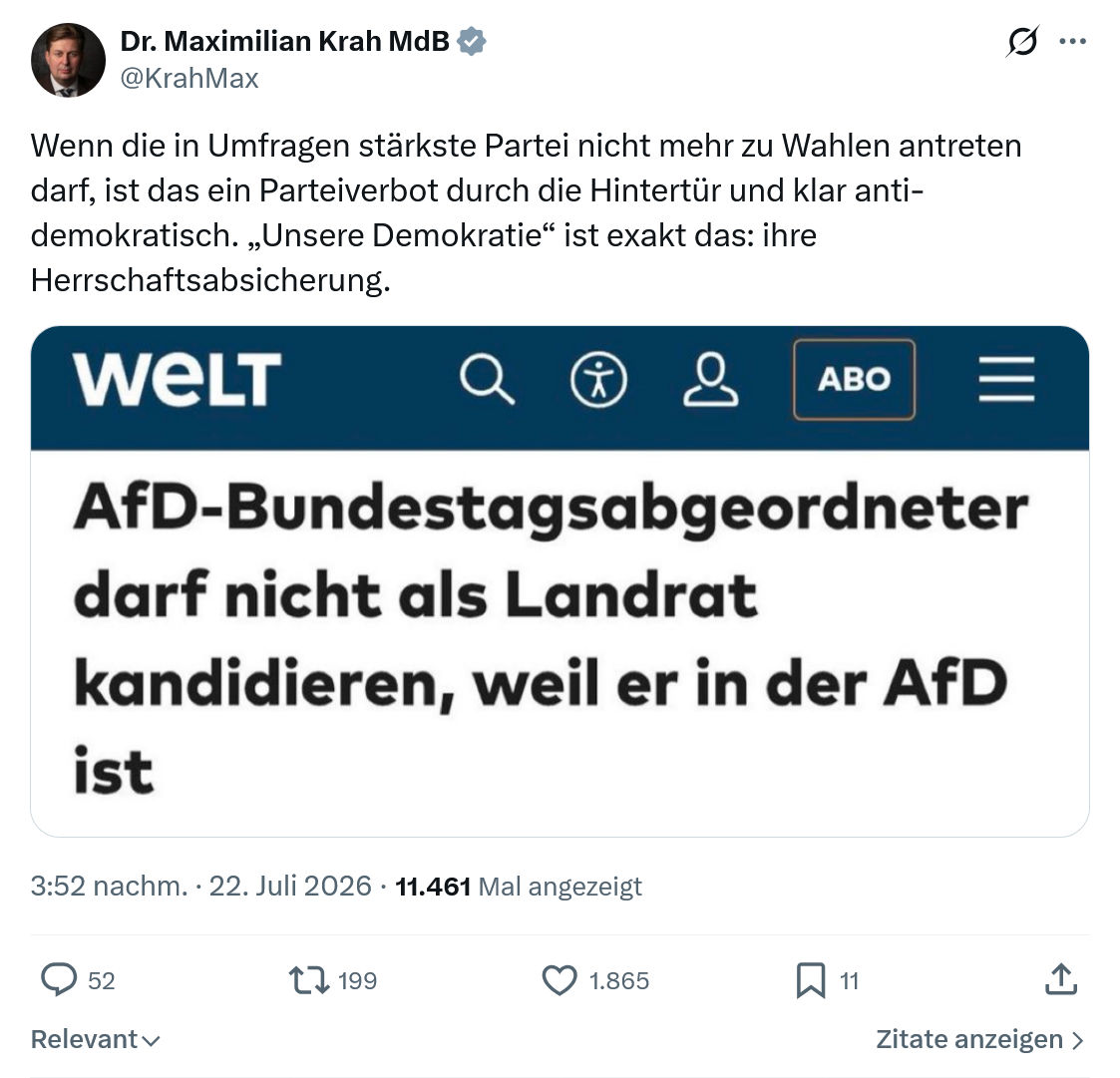 Maximilian Krah: Wenn die in Umfragen stärkste Partei...