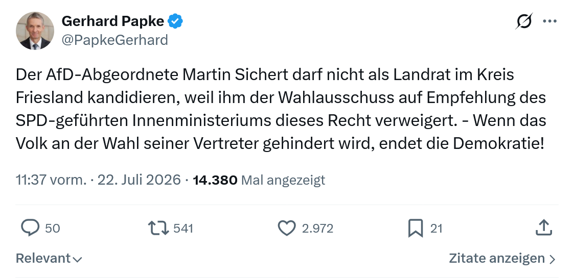 Gerhard Papke: Der AfD-Abgeordnete Martin Sichert...
