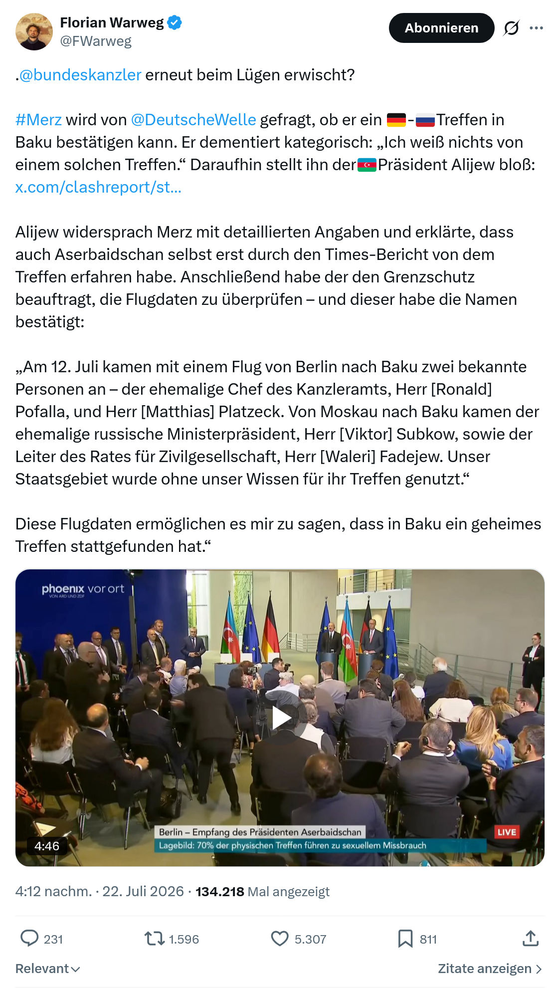 Florian Warweg: .@bundeskanzler  erneut beim Lügen erwischt...