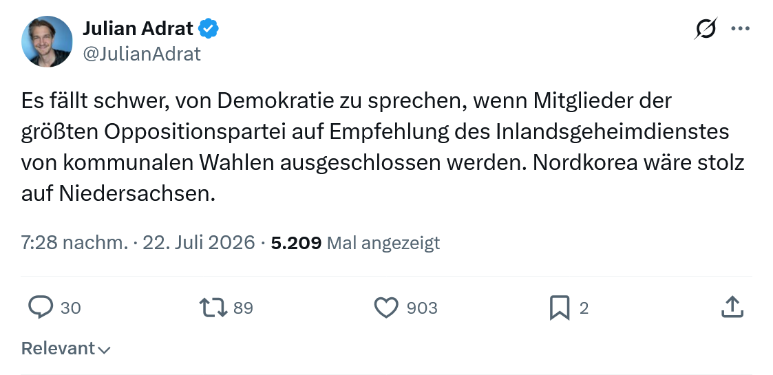 Julian Adrat: Es fällt schwer, von Demokratie zu sprechen...