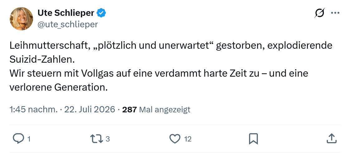 Ute Schlieper: Leihmutterschaft, „plötzlich und unerwartet“...