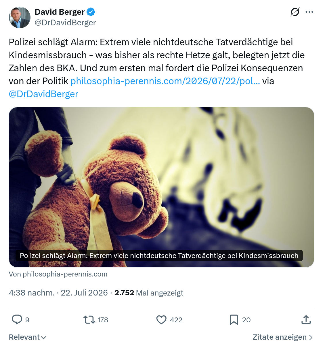 David Berger: Polizei schlägt Alarm...
