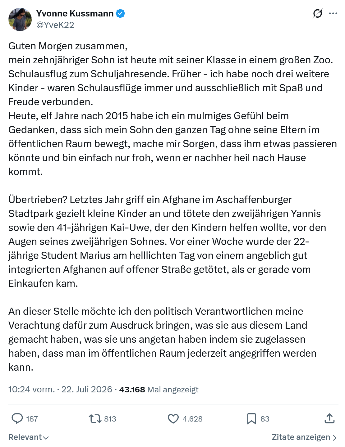 Yvonne Kussmann: Guten Morgen zusammen, mein zehnjähriger Sohn...