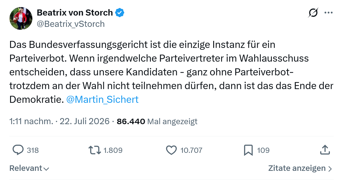 Beatrix von Storch: Das Bundesverfassungsgericht ist die einzige...
