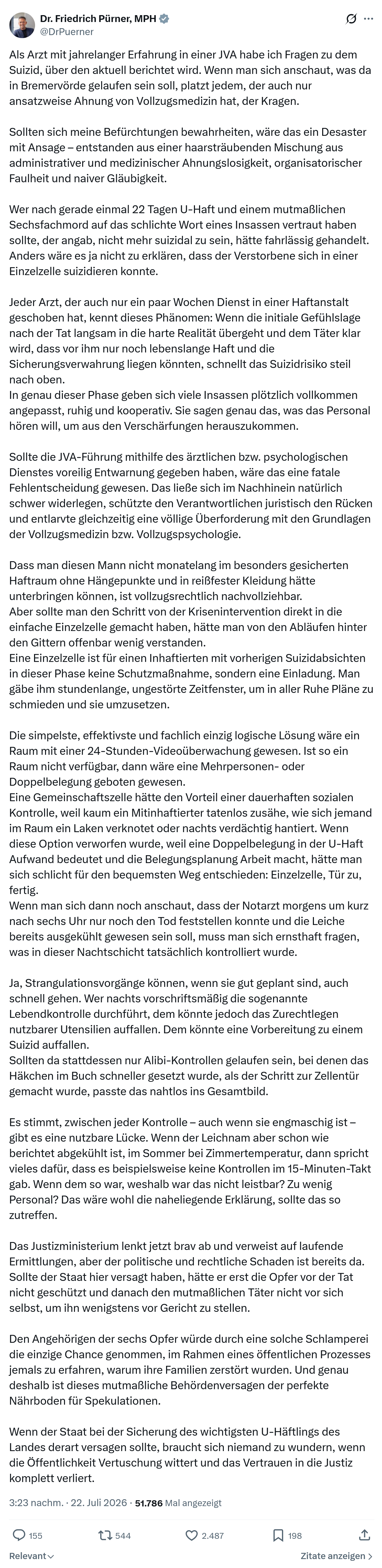 Friedrich Pürner: Als Arzt mit jahrelanger Erfahrung...
