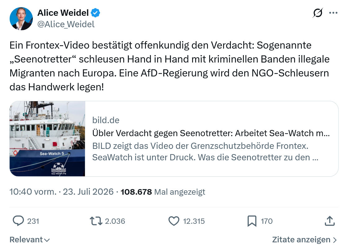 Alice Weidel: Ein Frontex-Video bestätigt...