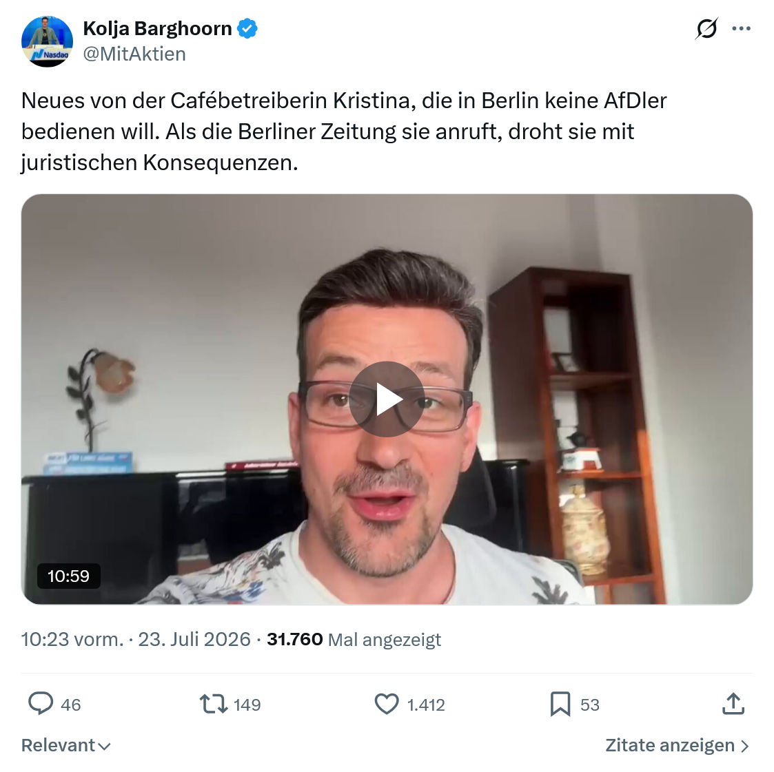 Kolja Barghoorn: Neues von der Cafébetreiberin Kristina...