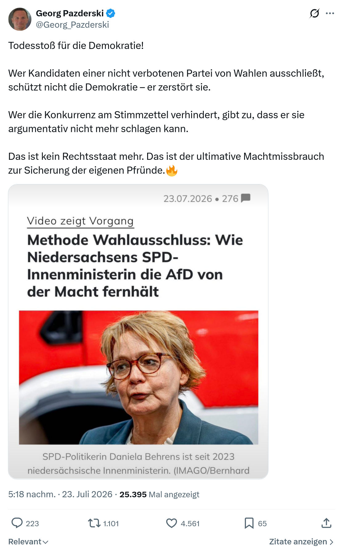 Georg Pazderski: Todesstoß für die Demokratie...