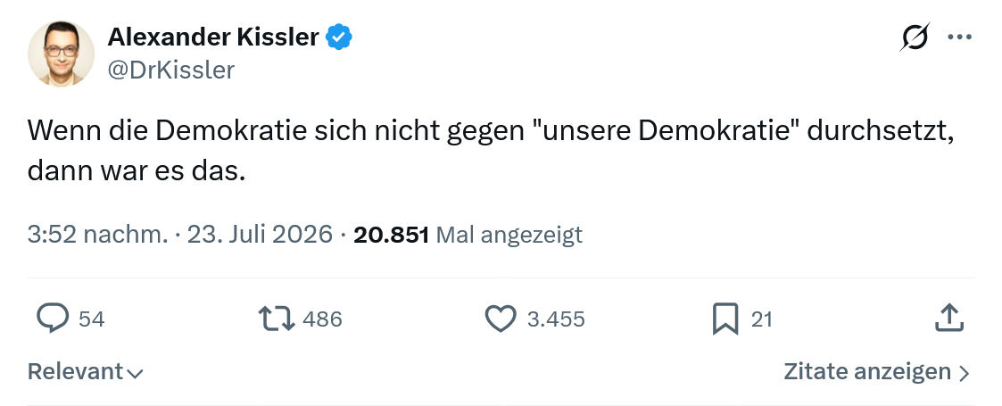Alexander Kissler: Wenn die Demokratie...