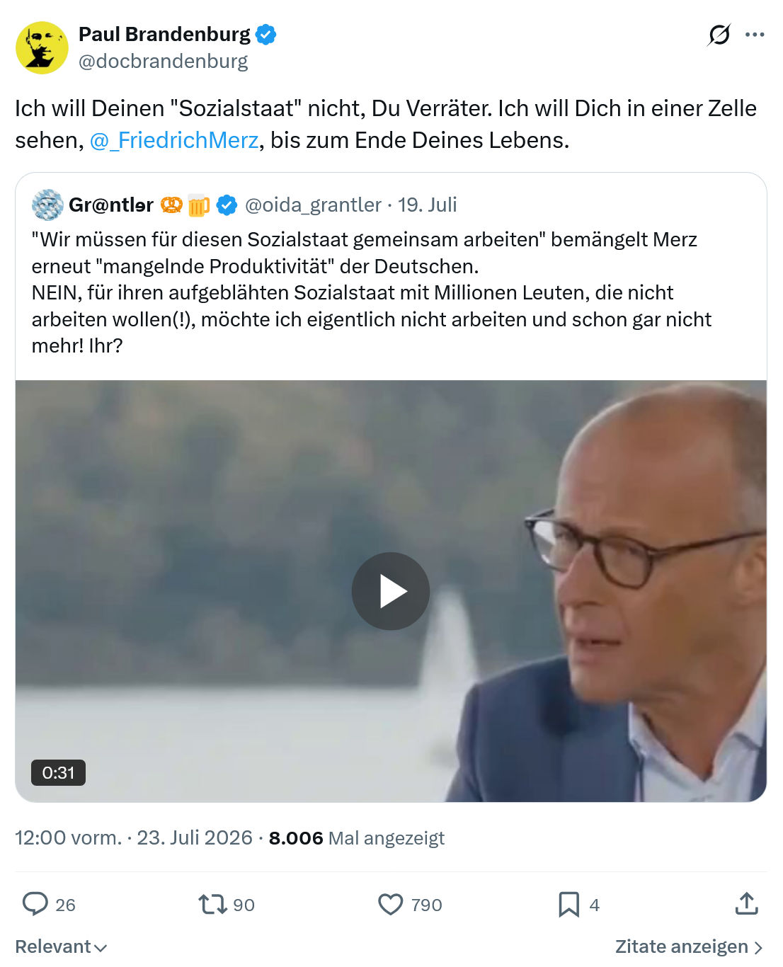 Paul Brandenburg: Ich will Deinen "Sozialstaat" nicht...