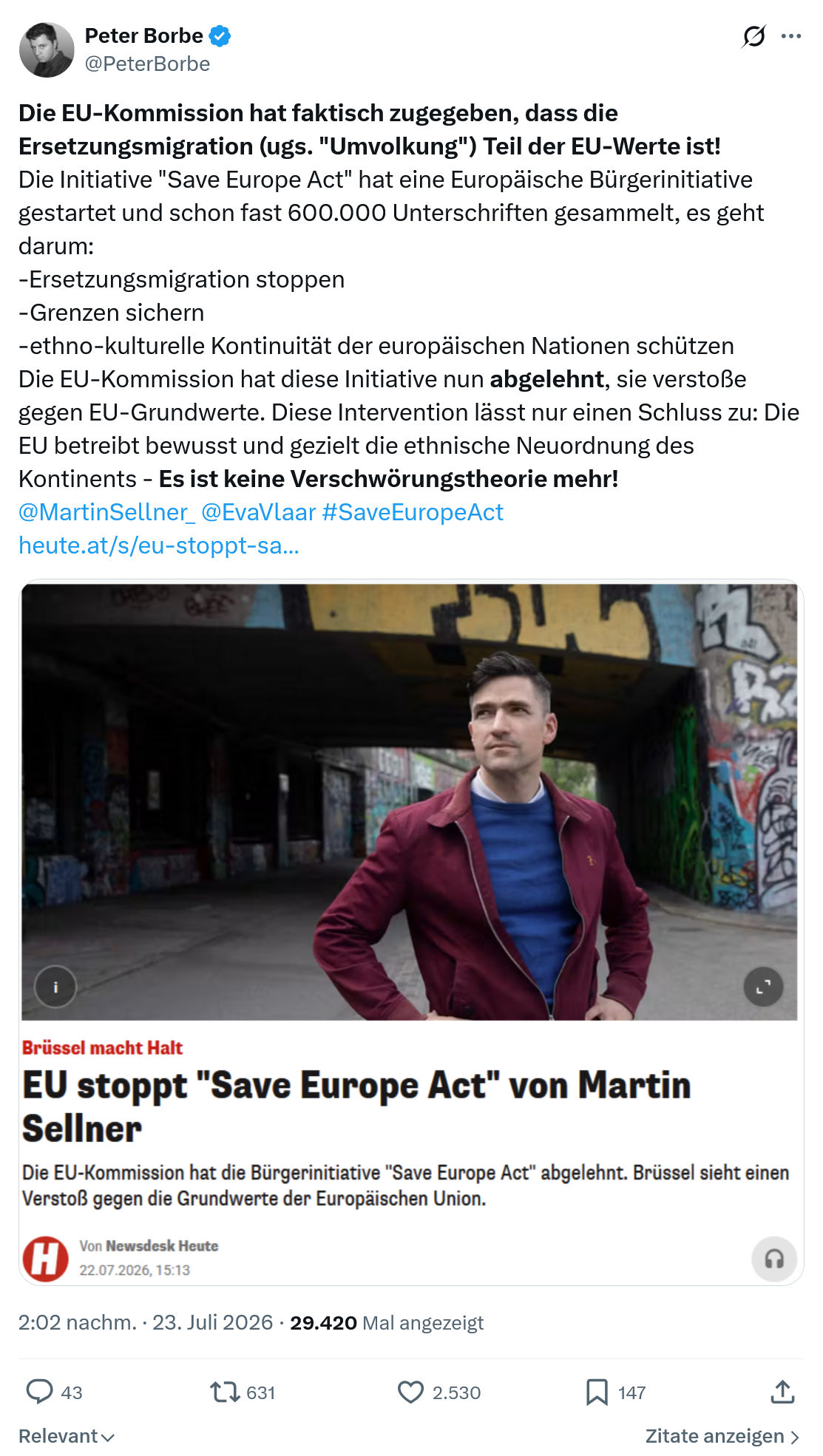 Peter Borbe: Die EU-Kommission hat faktisch zugegeben...