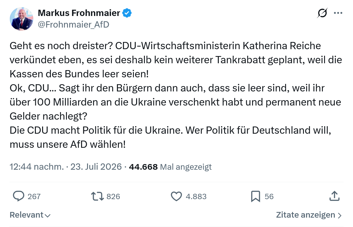 Markus Frohnmaier: Geht es noch dreister...