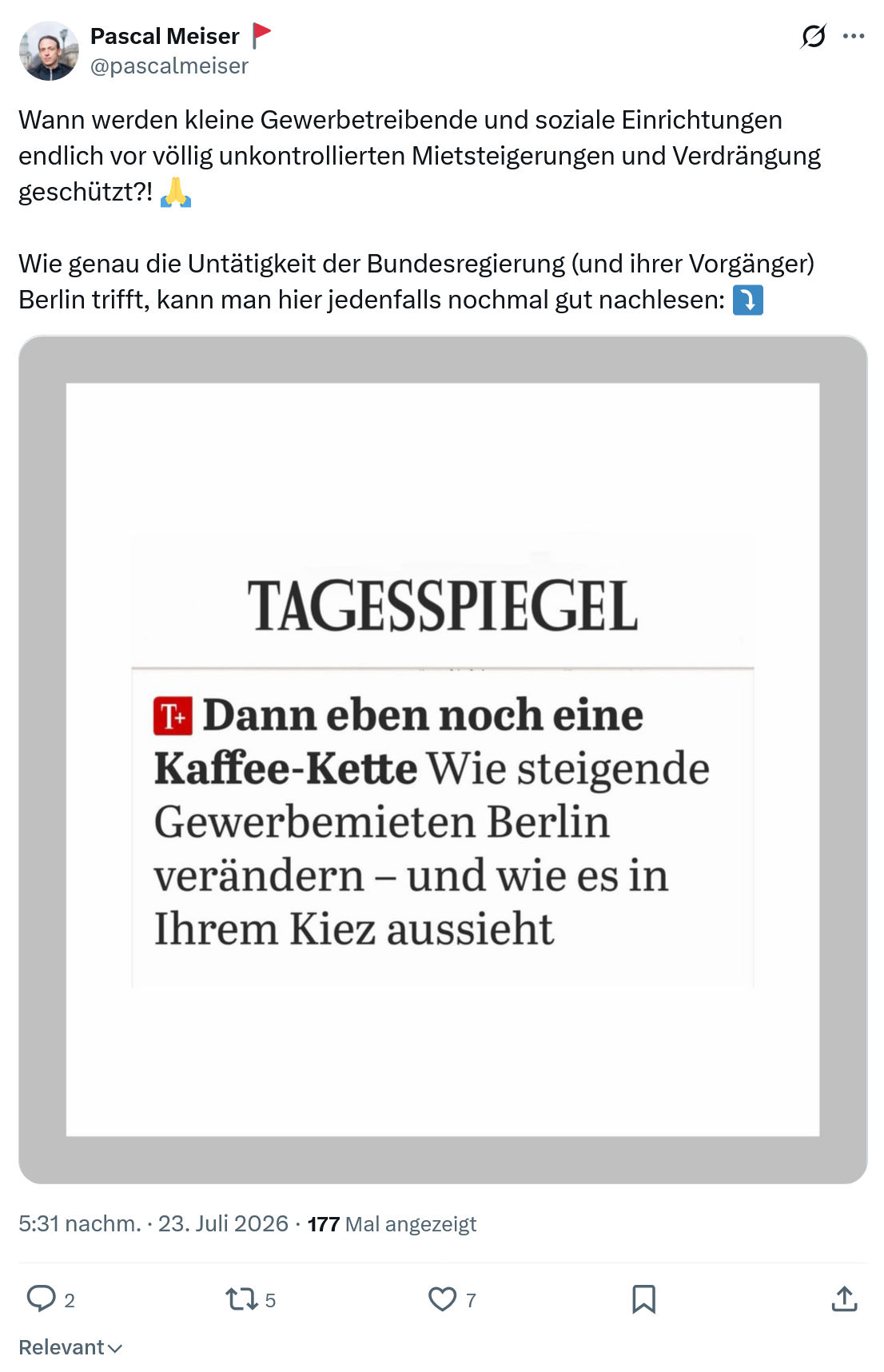 Pascal Meiser: Wann werden kleine Gewerbetreibende...