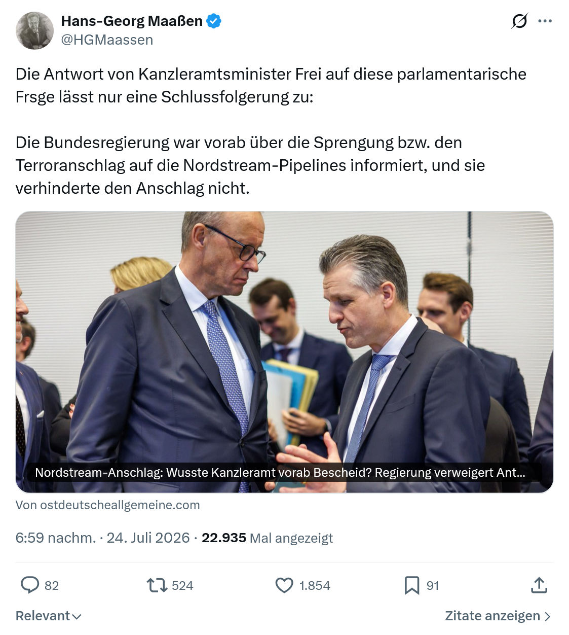 Hans-Georg Maaßen: Die Antwort von Kanzleramtsminister...