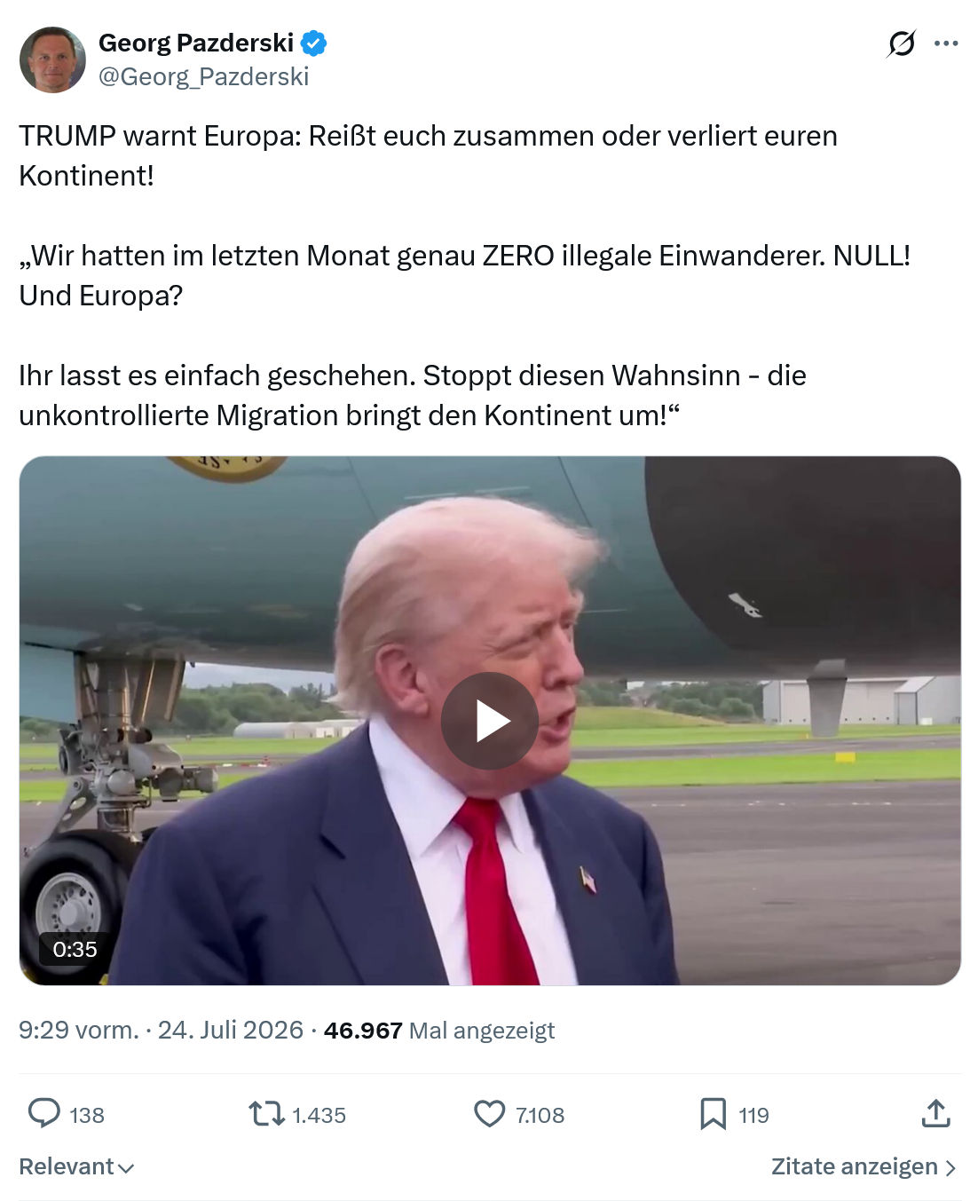 Georg Pazderski: TRUMP warnt Europa...