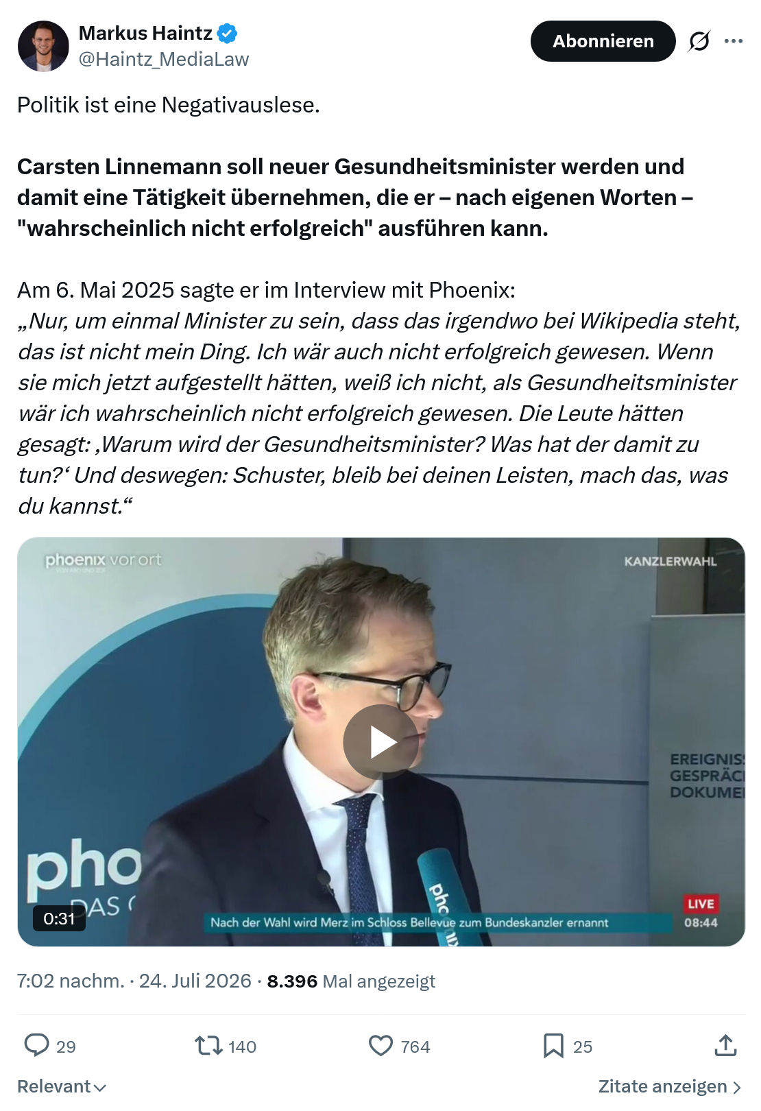 Markus Haintz: Politik ist eine Negativauslese...