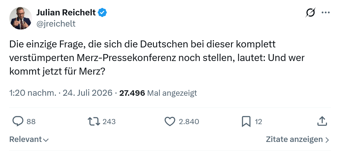 Julian Reichelt: Die einzige Frage...