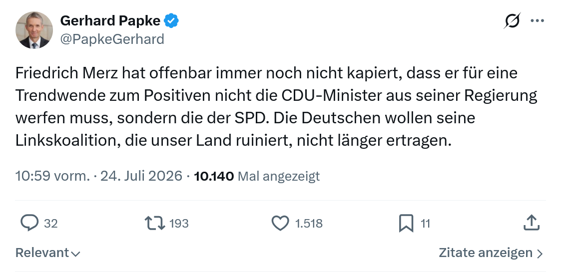 Gerhard Papke: Friedrich Merz hat offenbar...