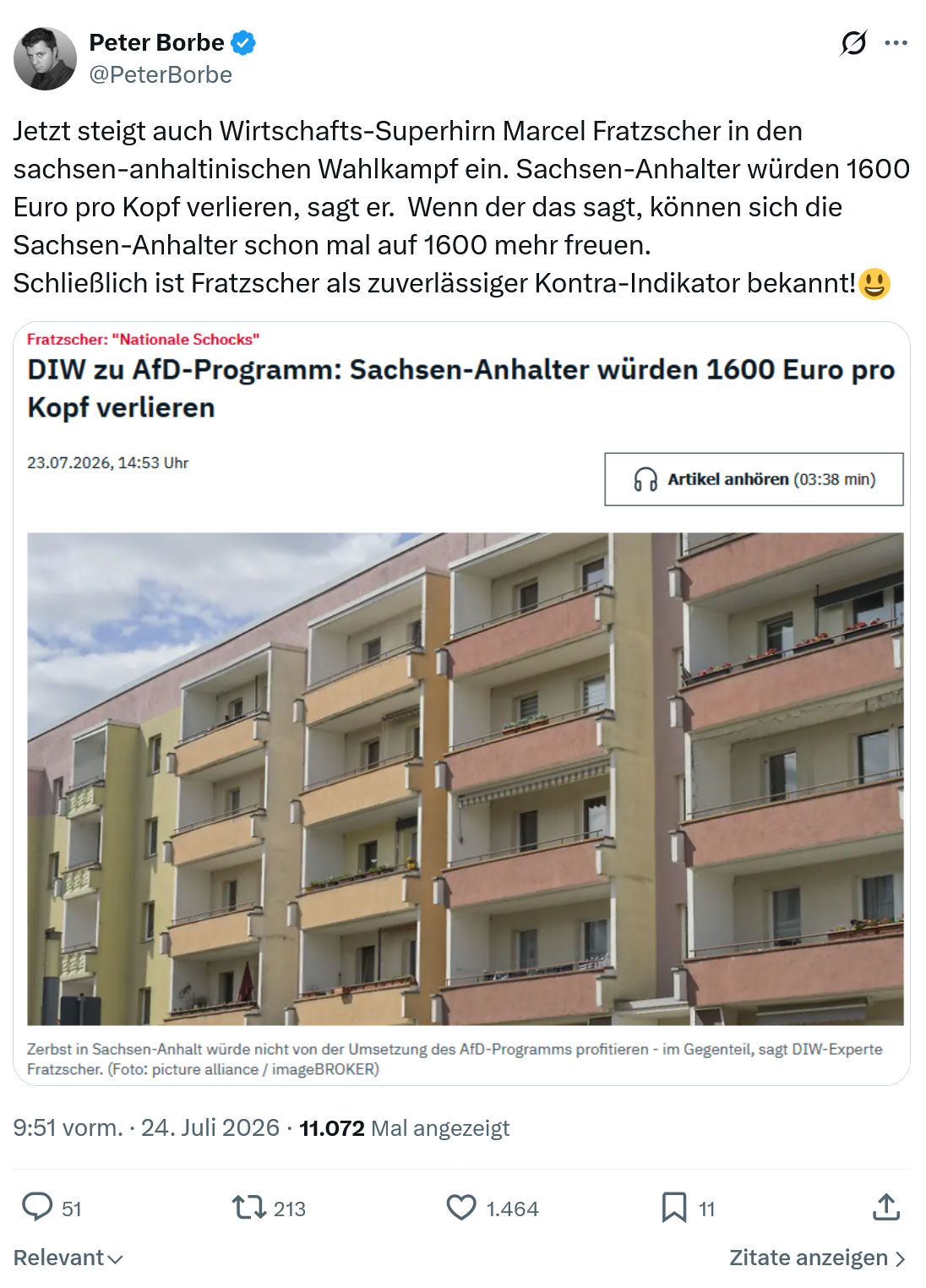 Peter Borbe: Jetzt steigt auch Wirtschafts-Superhirn...