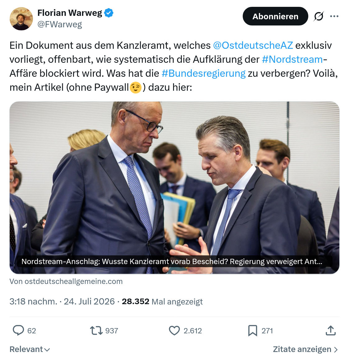 Florian Warweg: Ein Dokument aus dem Kanzleramt...