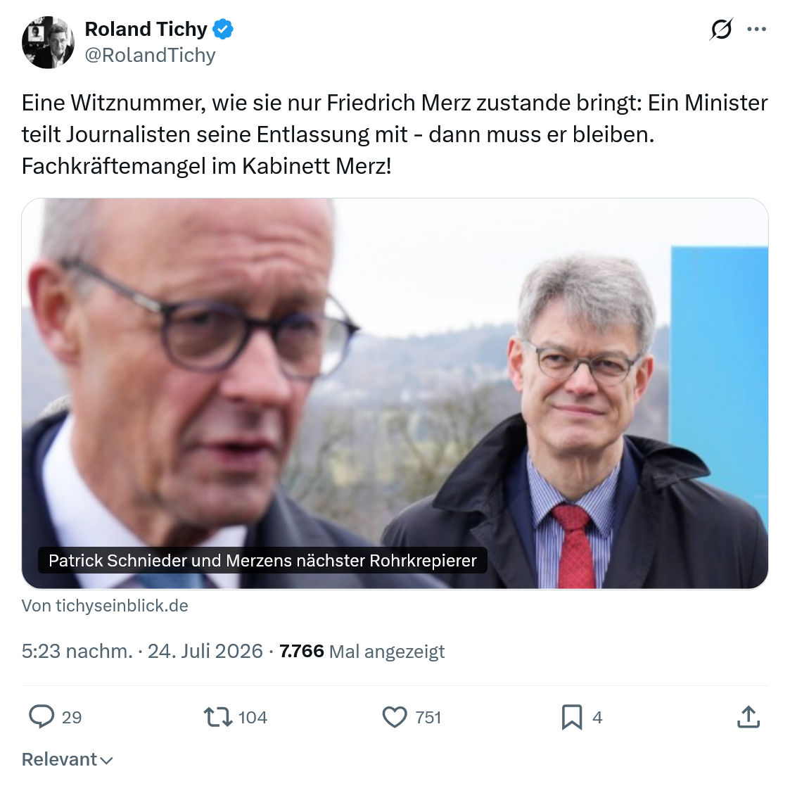 Roland Tichy: Eine Witznummer...