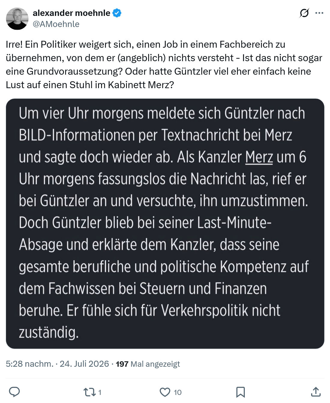 Alexander Moehnle: Ein Politiker weigert sich...
