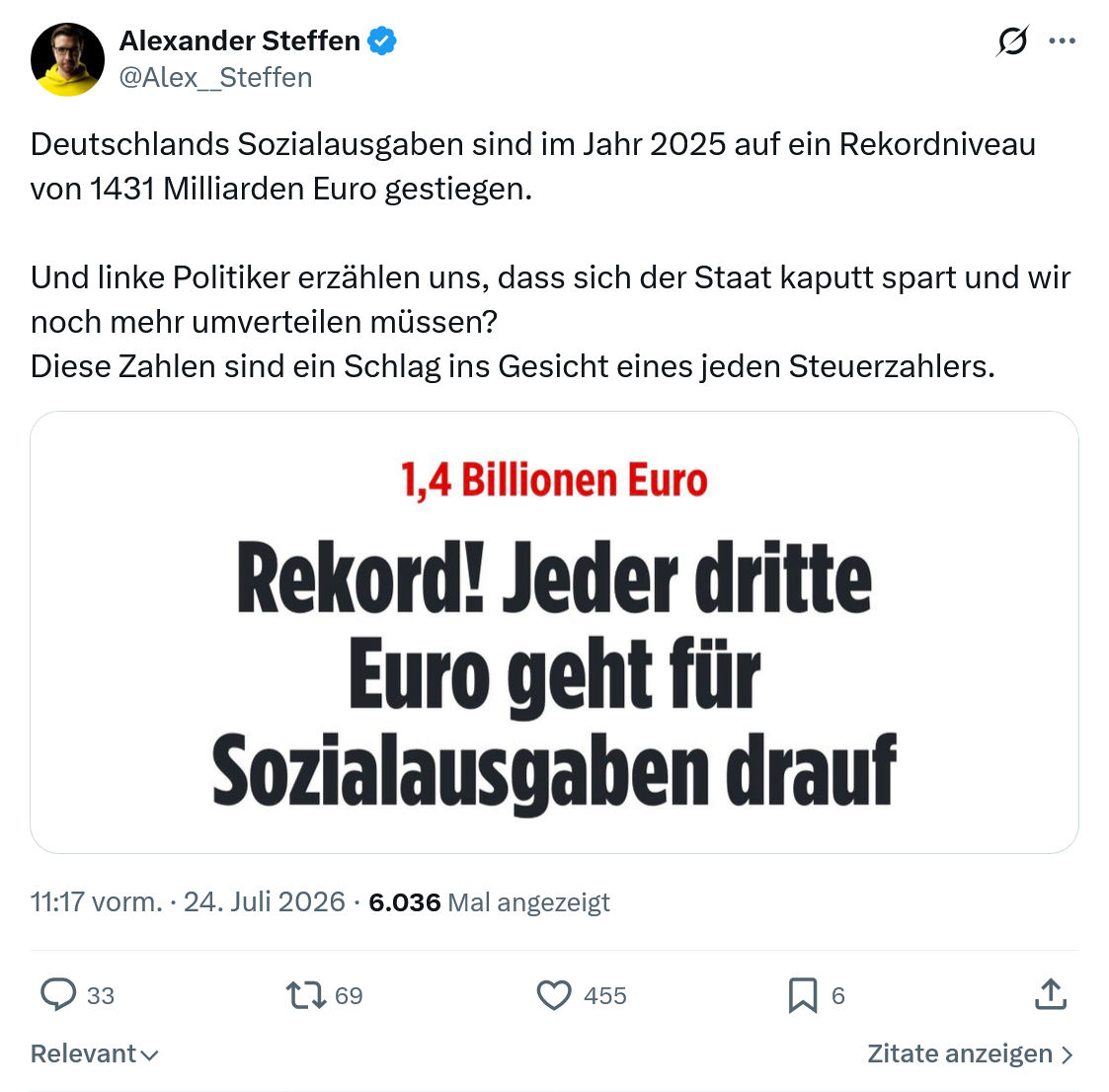 Alexander Steffen: Deutschlands Sozialausgaben...